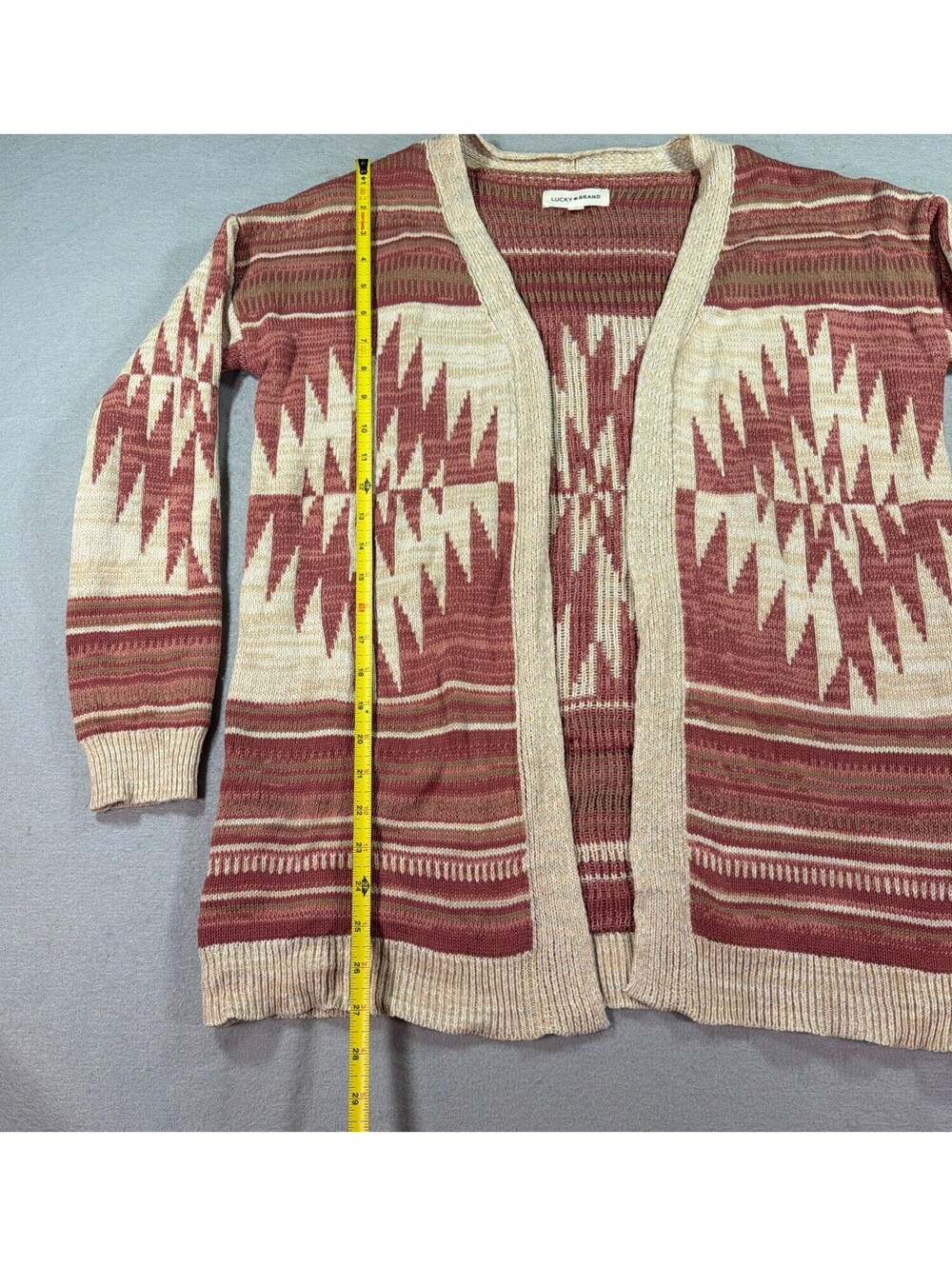 Lucky Brand Heritage Cardigan S Southwestern Aztec Open Front Knit Sweater 0201 - Picture 7 of 10